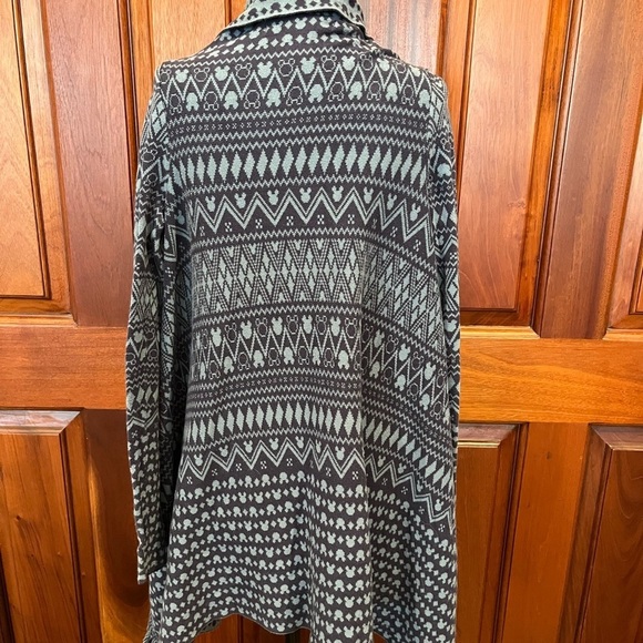 Disney parks blue Mickey Mouse silhouette fringe waterfall cardigan sweater - Picture 4 of 8